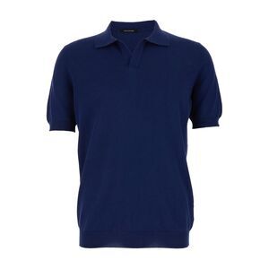 Tagliatore Men Blue Polo Shit With Open Collar In Cotton For Men